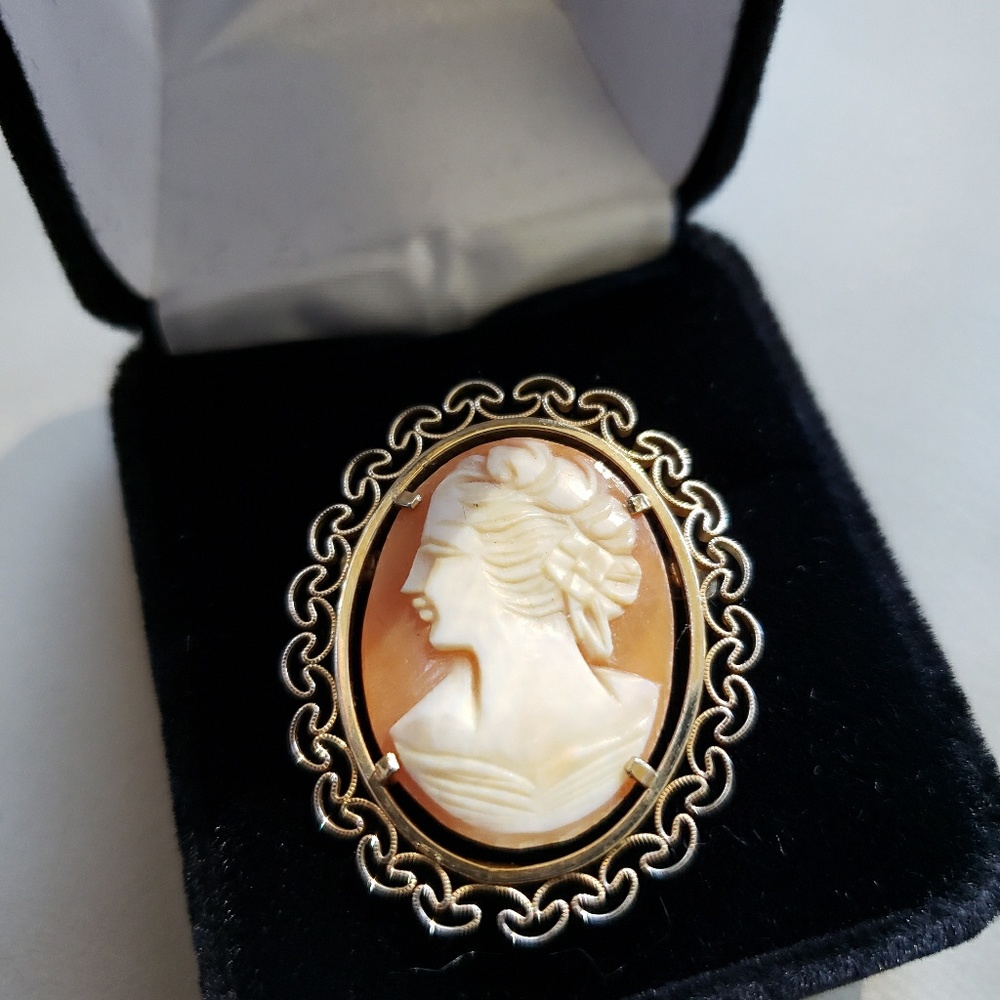 Cameo Ornate Filigree 12k Gold Filled